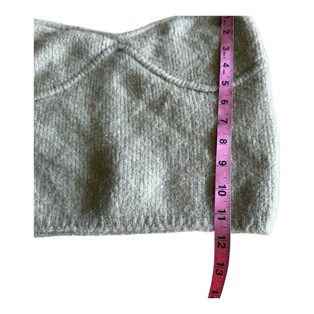 ZARA Sage Green Alpaca Knit Strapless Crop Top Sleeveless Size Medium - Picture 9 of 9